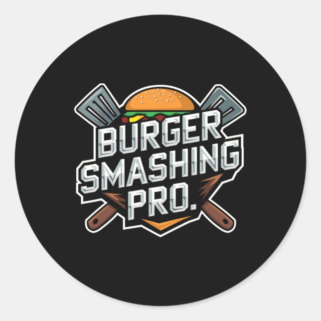 Smash Burger Lover gegrillter Cheeseburger Flat To Runder Aufkleber (Vorderseite)