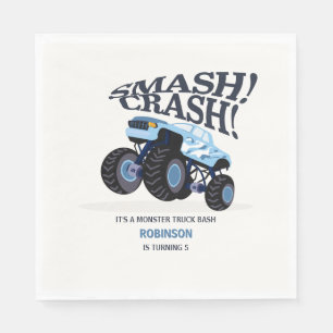 Smash Crash - Modern Blue Monster Truck Birthday Serviette