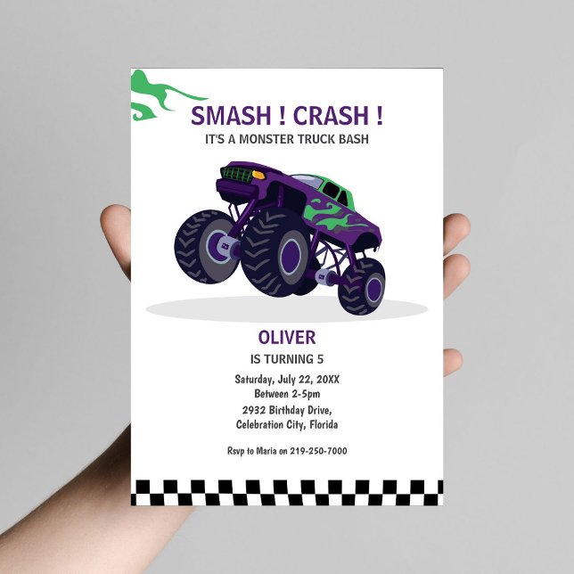 Smash & Crash - Modern Monster Truck Birthday Einladung (Von Creator hochgeladen)