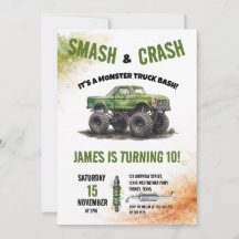 Smash & Crash Monster Truck Aquarell Geburtstag