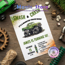 Smash & Crash Monster Truck Aquarell Geburtstag