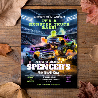 Smash & Crash Monster Truck Birthday Einladung