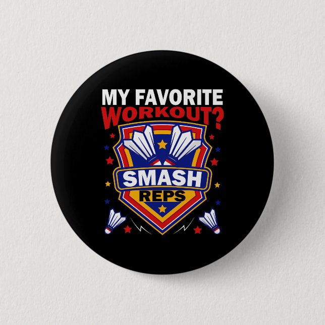 Smash Reps Badminton Game Day Racquets Shuttles Qu Button (Vorderseite)