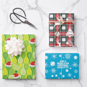 🎄 Smashing Weihnachten 🎾 Tennismuster, angepasst Geschenkpapier Set