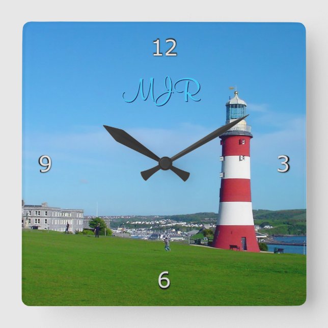 Smeaton Tower, The Hoe, Plymouth Quadratische Wanduhr (Vorderseite)