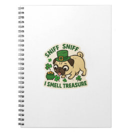 Smelling Treasure Pug St.Patrick's Day Notizblock