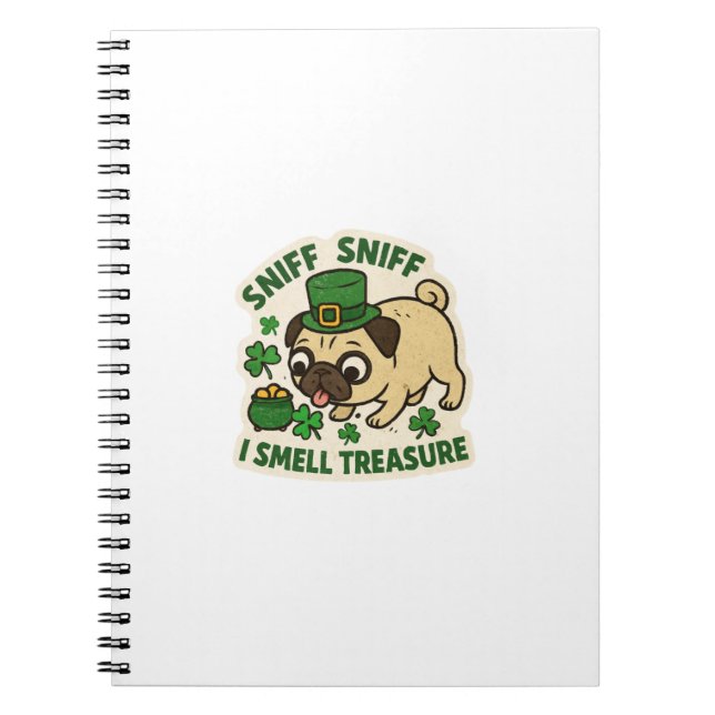 Smelling Treasure Pug St.Patrick's Day Notizblock (Vorderseite)
