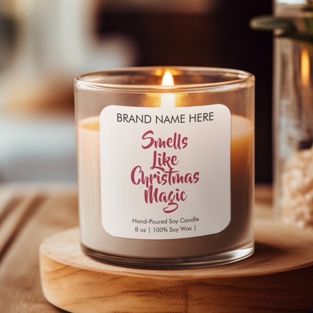 Smells Like Christmas Magic | Modern Candle Labels Quadratischer Aufkleber (Von Creator hochgeladen)