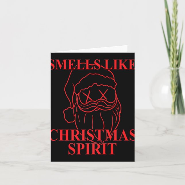 Smells Like Christmas Srit Santa Claus Xmas T Shir Karte (Vorderseite)