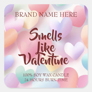 Smells Like Valentine Candle Label Love Theme Quadratischer Aufkleber