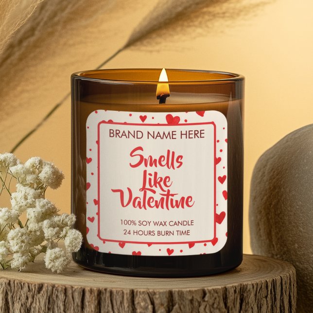Smells Like Valentine Custom Candle Labels  Quadratischer Aufkleber (Von Creator hochgeladen)