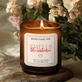 Smells Like Valentine Pink Candle Label  Quadratischer Aufkleber