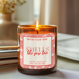 Smells Like Your Kisses Valentine Candle Label  Quadratischer Aufkleber