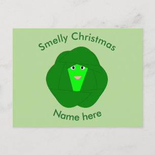 Smely Christmas Brussels Sprout Custom Postcard Feiertagspostkarte