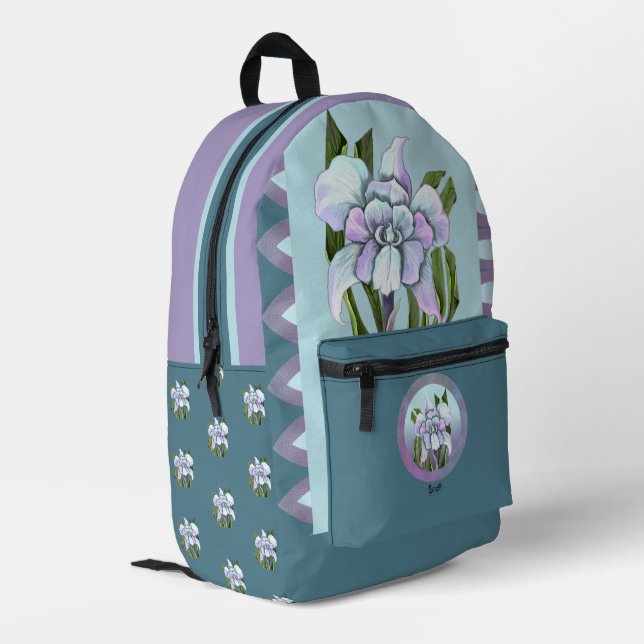 Smeraldo Blume Bedruckter Rucksack (Rückseitige Ecke links)