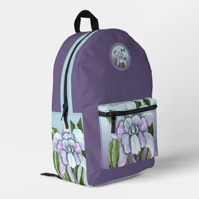 Smeraldo Blume Bedruckter Rucksack (Rückseitige Ecke links)