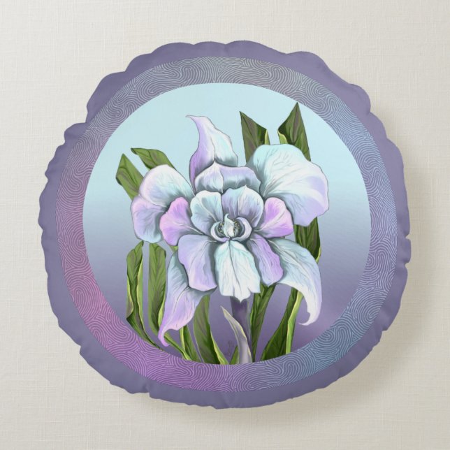 Smeraldo Blume Rundes Kissen (Vorderseite)