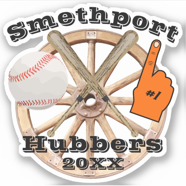 Smethport Hubbers #1 Fan Baseball Softball und Bat Aufkleber (Vorderseite)