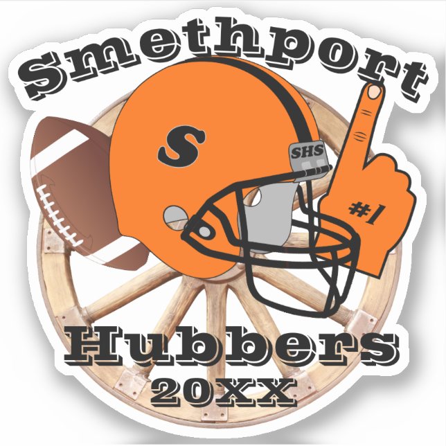 Smethport Hubbers Wheel #1 Fan Football Helmet Aufkleber (Vorderseite)