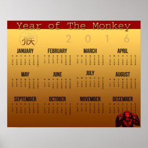 Smile Affe Jahreskalender Poster 2016