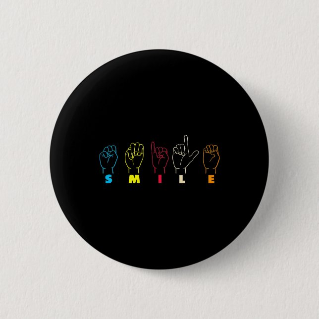 Smile Asl Alphabet American Sing Language Asl Teac Button (Vorderseite)