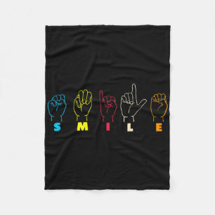 Smile Asl Alphabet Amerikanische Gebärdensprache A Fleecedecke
