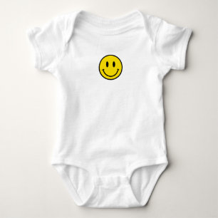 Smile Baby Happy Liebe Gelbe Schwarz-weiße Emoji F Strampler