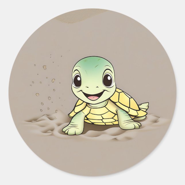 Smile Baby Turtle Runder Aufkleber (Vorderseite)