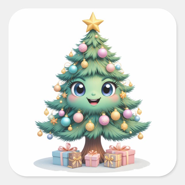 Smile Christmas Delight Quadratischer Aufkleber (Vorderseite)