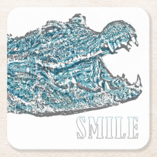 Smile Crocodile Rechteckiger Pappuntersetzer