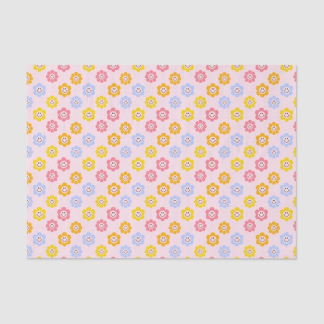 Smile Daisy Niedlich Groovy Retro Seidenpapier (Vorderseite)
