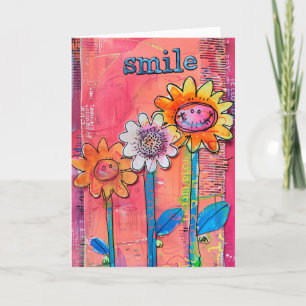 *~**~ SMILE Doodle farbenfrohe weißliche Blume Dankeskarte