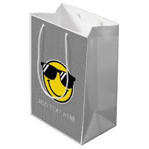 Smile Emoji Happy Face Sonnenbrille Gingham Cool S Mittlere Geschenktüte