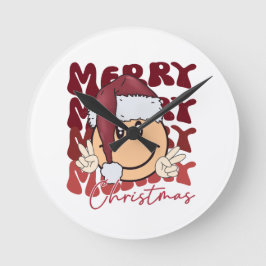Smile Face Frohe Weihnachten Runde Wanduhr
