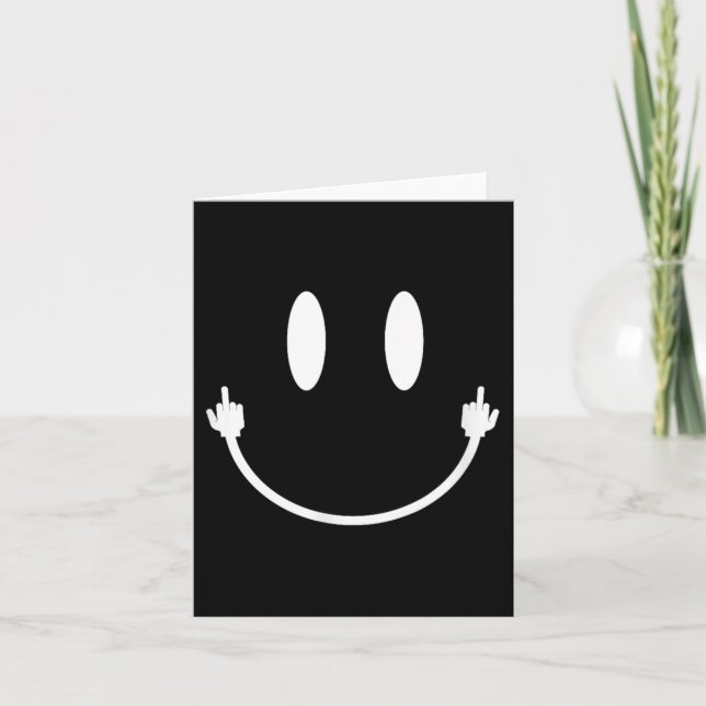 Smile Face Middle Finger Hand Funny Sarcasm Meme S Karte (Vorderseite)