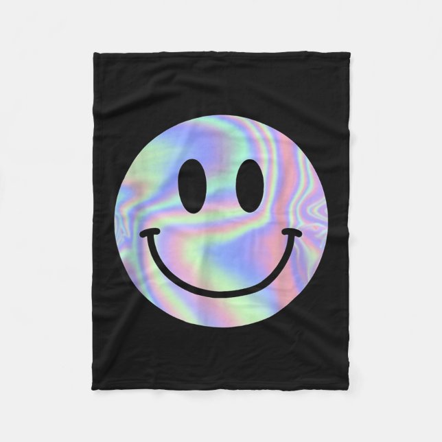 Smile Face Shirt Happy Smiling Face Rave Edm Music Fleecedecke (Vorderseite)