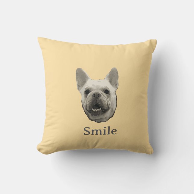 Smile French Bulldog Beige Kissen (Vorderseite)