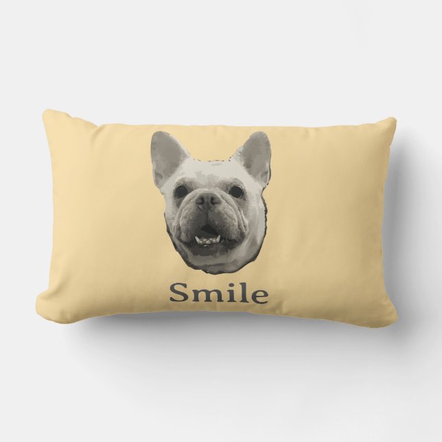Smile French Bulldog Beige Lendenkissen (Vorderseite)