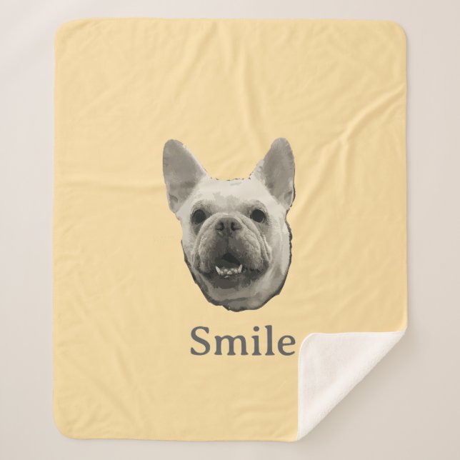 Smile French Bulldog Beige Sherpadecke (Vorderseite)