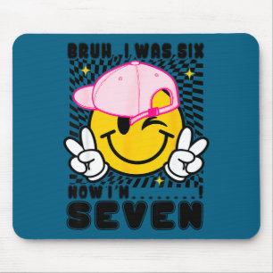 Smile-Gesicht 7. Geburtstag war 6 7 kariert bruh Mousepad