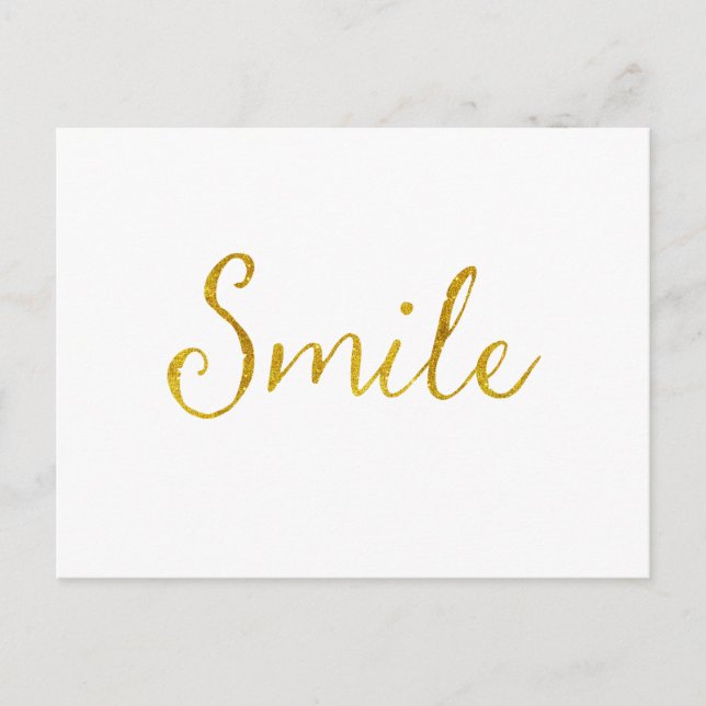 Smile Gold Imitate Glitzer Metallic Sequins Zitat Postkarte (Vorderseite)