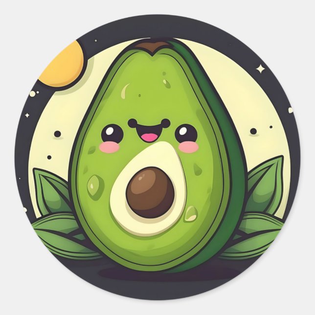 Smile Green Avocado Runder Aufkleber (Vorderseite)