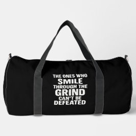 Smile-Grind-Gymnastik-Zitat mit weißem Text Duffle Bag