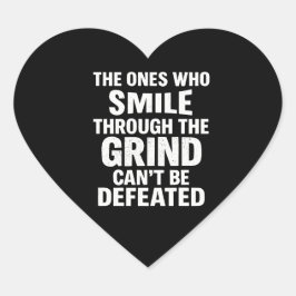 Smile-Grind-Gymnastik-Zitat mit weißem Text Herz-Aufkleber