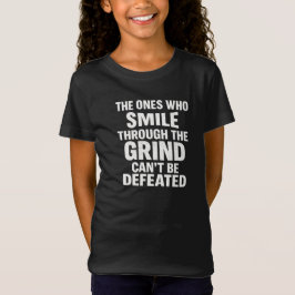 Smile-Grind-Gymnastik-Zitat mit weißem Text T-Shirt