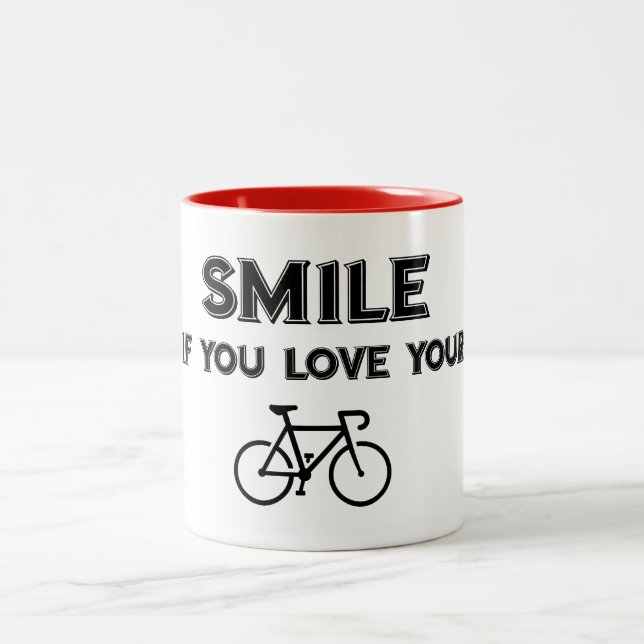 Smile If You Love Your Bike Zweifarbige Tasse (Mittel)