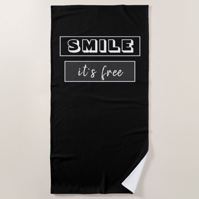 Smile it's free Inspiration Typografie Black Strandtuch (Vorderseite)