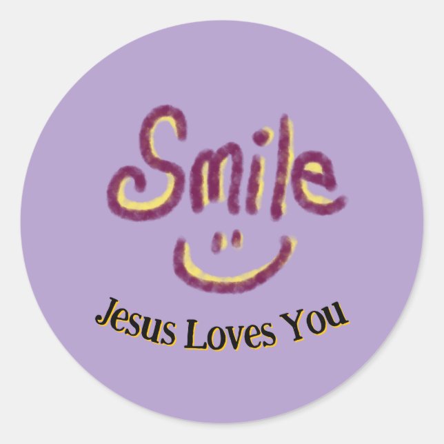 Smile Jesus Loves You Christian  Runder Aufkleber (Vorderseite)