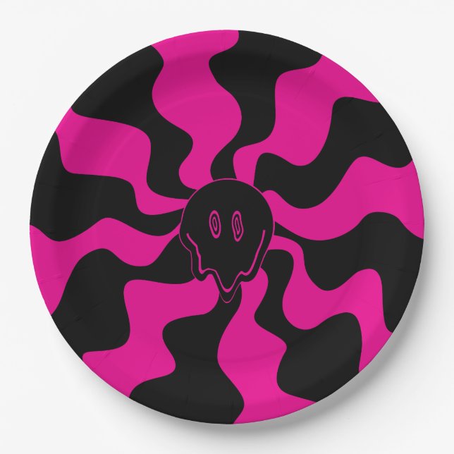 Smile Melt - Magenta und Schwarz Pappteller (Vorderseite)