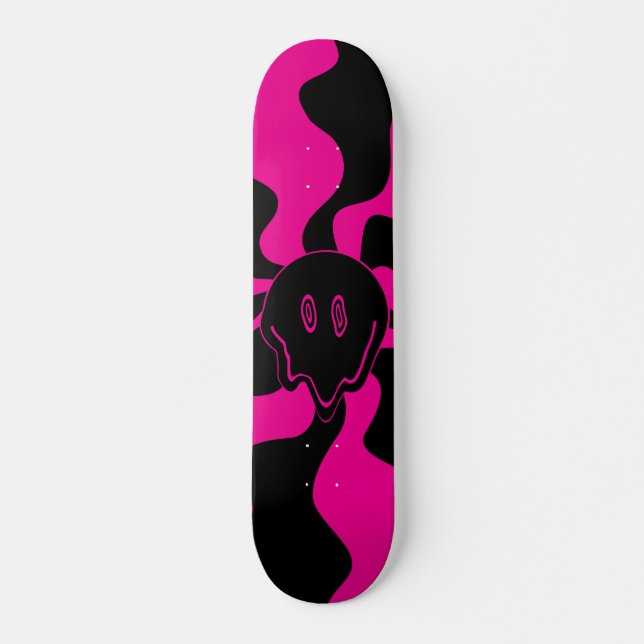 Smile Melt - Magenta und Schwarz Skateboard (Vorne)